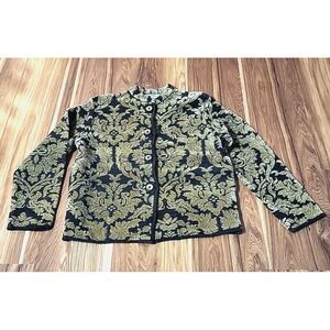 Vtg Flashback Tapestry Jacket Sweater Sz Small Eclectic Granny Cottage 70s Couch